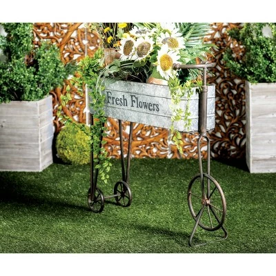 Olivia & May Iron and Aluminum Rectangular Farmhouse Bicycle Planter - Olivia & May 3 Olivia & May Iron and Aluminum Rectangular Farmhouse Bicycle Planter - Olivia & May