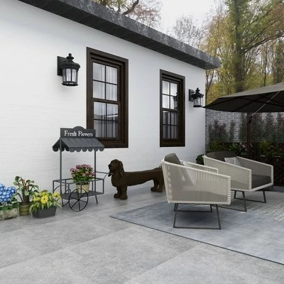 Olivia & May Small Metal Rectangular Rolling Garden Cart Plant Stand with Canopy and Fresh Flowers Black - Olivia & May 10 Olivia & May Small Metal Rectangular Rolling Garden Cart Plant Stand with Canopy and Fresh Flowers Black - Olivia & May - Image 8