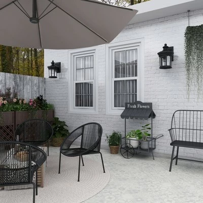 Olivia & May Small Metal Rectangular Rolling Garden Cart Plant Stand with Canopy and Fresh Flowers Black - Olivia & May 13 Olivia & May Small Metal Rectangular Rolling Garden Cart Plant Stand with Canopy and Fresh Flowers Black - Olivia & May - Image 11