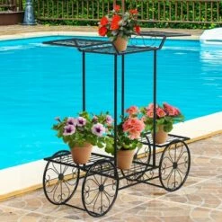Costway 6-Tier Garden Cart Stand Flower Rack Display Decor Flower Pot Plant Holder -Cheap Planters Store unnamed file 1045