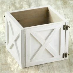 The Lakeside Collection Lakeside Large Barn Wood Planter Box Wrap with Hinged Door