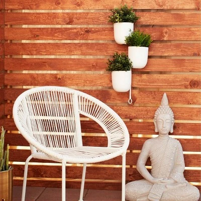 Olivia & May Contemporary Indoor/Outdoor Metal Hanging Wall Planter Rack White - Olivia & May 3 Olivia & May Contemporary Indoor/Outdoor Metal Hanging Wall Planter Rack White - Olivia & May
