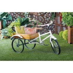 Olivia & May 24" Rustic Iron Bicycle Inspired Flower Cart Brown - Olivia & May
