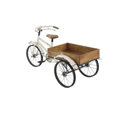 Olivia & May 24" Rustic Iron Bicycle Inspired Flower Cart Brown - Olivia & May 6 Olivia & May 24" Rustic Iron Bicycle Inspired Flower Cart Brown - Olivia & May - Image 4
