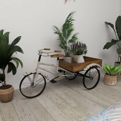 Olivia & May 24" Rustic Iron Bicycle Inspired Flower Cart Brown - Olivia & May 9 Olivia & May 24" Rustic Iron Bicycle Inspired Flower Cart Brown - Olivia & May - Image 7