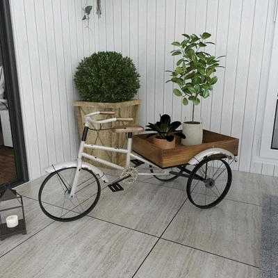 Olivia & May 24" Rustic Iron Bicycle Inspired Flower Cart Brown - Olivia & May 10 Olivia & May 24" Rustic Iron Bicycle Inspired Flower Cart Brown - Olivia & May - Image 8