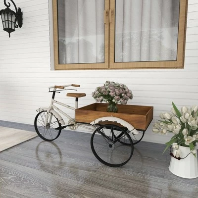Olivia & May 24" Rustic Iron Bicycle Inspired Flower Cart Brown - Olivia & May 11 Olivia & May 24" Rustic Iron Bicycle Inspired Flower Cart Brown - Olivia & May - Image 9