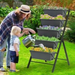 Costway 4 FT Vertical Raised Garden Bed 5-Tier Planter Box for Patio Balcony Flower Herb 14 Costway 4 FT Vertical Raised Garden Bed 5-Tier Planter Box for Patio Balcony Flower Herb -Cheap Planters Store unnamed file 114