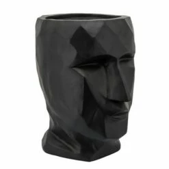 Sagebrook Home Face Resin Planter Black