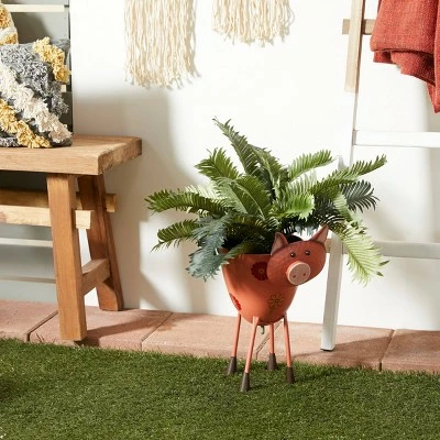 Olivia & May Retro 'Pink Hippie Piggie' Standing Rectangular Floor Planter - Olivia & May 3 Olivia & May Retro 'Pink Hippie Piggie' Standing Rectangular Floor Planter - Olivia & May