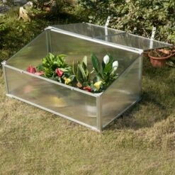 Gardenised Mini Greenhouse Flower Box, Plant Protector Garden Pot
