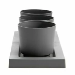 Bloem Trio Flight Planter Pots with 14" Saucer Tray Yellow