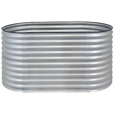 Sunnydaze Decor Sunnydaze Large Oval Steel Raised Garden Bed - Stand-Up Height - 62.5" W x 32" H - Silver 6 Sunnydaze Decor Sunnydaze Large Oval Steel Raised Garden Bed - Stand-Up Height - 62.5" W x 32" H - Silver - Image 5