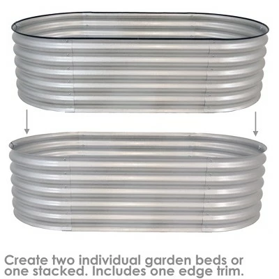 Sunnydaze Decor Sunnydaze Large Oval Steel Raised Garden Bed - Stand-Up Height - 62.5" W x 32" H - Silver 7 Sunnydaze Decor Sunnydaze Large Oval Steel Raised Garden Bed - Stand-Up Height - 62.5" W x 32" H - Silver - Image 6