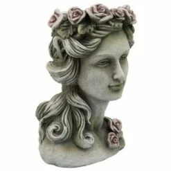 Sagebrook Home 15" Flower Lady Resin Planter Gray