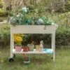 Gardenised Mobile Planter Raised Garden Bed Rectangular Flower Cart with Shelf