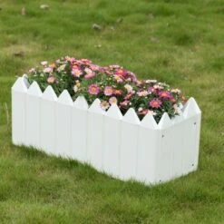 Gardenised Rectangular Traditional Fence Design Vinyl Planter Box
