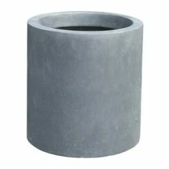 Modern Cylindrical Lightweight Concrete Outdoor Planter Charcoal - Rosemead Home & Garden, Inc.