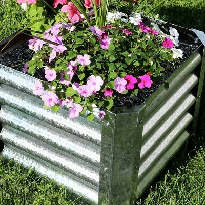 Sunnydaze Decor Sunnydaze Outdoor Lawn and Garden Galvanized Steel Square Raised Vegetable Garden or Flower Bed Planter Kit - 22" - Silver 4 Sunnydaze Decor Sunnydaze Outdoor Lawn and Garden Galvanized Steel Square Raised Vegetable Garden or Flower Bed Planter Kit - 22" - Silver - Image 2
