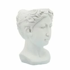 Sagebrook Home Lady Head Resin Planter White