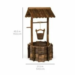 Best Choice Products Rustic Wooden Wishing Well Planter Outdoor Home Decor for Patio, Garden, Yard w/ Hanging Bucket -Cheap Planters Store unnamed file 1426