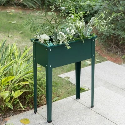 Gardenised Green Freestanding Raised Garden Bed Rectangular Flower Planter 3 Gardenised Green Freestanding Raised Garden Bed Rectangular Flower Planter