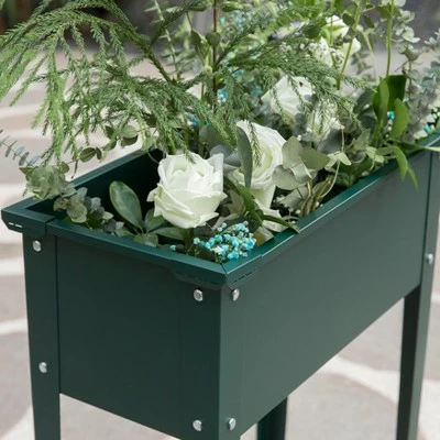 Gardenised Green Freestanding Raised Garden Bed Rectangular Flower Planter 5 Gardenised Green Freestanding Raised Garden Bed Rectangular Flower Planter - Image 3