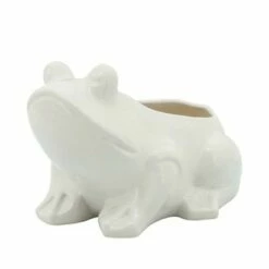 Sagebrook Home 7" Frog Ceramic Planter White