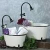 Set of 2 Black Rim White Enamel Bathtub Planters - Foreside Home & Garden -Cheap Planters Store unnamed file 1476