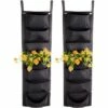 Juvale 2 Pack Black Fabric Wall Hanging Planters, 7 Pockets Plant Grow Bags, Indoor Outdoor Garden 39" x 11.8" -Cheap Planters Store unnamed file 1518