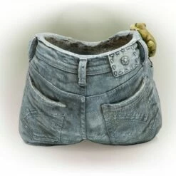 Short Rugged Jeans Flower Planter With Pocket Frog Design - Alpine Corporation -Cheap Planters Store unnamed file 1526