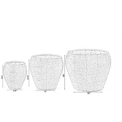Vintiquewise Woven Round Flower Pot Planter Basket with Leak-Proof Plastic Lining 5 Vintiquewise Woven Round Flower Pot Planter Basket with Leak-Proof Plastic Lining - Image 3
