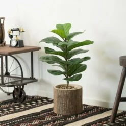 Vintiquewise Wooden Stump Tree Branch with Bark Succulent Planter Pot Flower Shelf