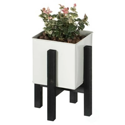 Vintiquewise Indoor and Outdoor White Iron Planting Box with Black Wooden Frame 6 Vintiquewise Indoor and Outdoor White Iron Planting Box with Black Wooden Frame - Image 4