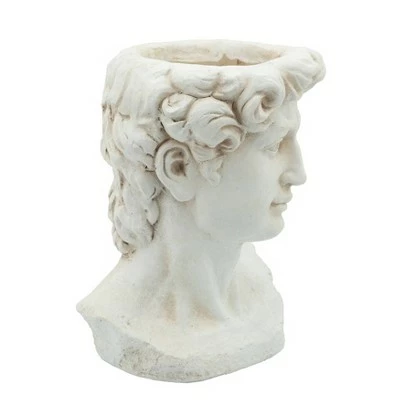 Sagebrook Home Greek God Head Resin Planter Antique White 3 Sagebrook Home Greek God Head Resin Planter Antique White