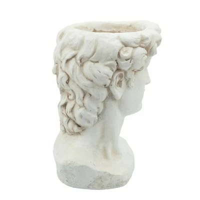 Sagebrook Home Greek God Head Resin Planter Antique White 4 Sagebrook Home Greek God Head Resin Planter Antique White - Image 2