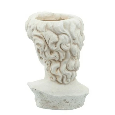 Sagebrook Home Greek God Head Resin Planter Antique White 5 Sagebrook Home Greek God Head Resin Planter Antique White - Image 3