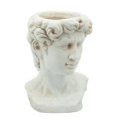 Sagebrook Home Greek God Head Resin Planter Antique White 6 Sagebrook Home Greek God Head Resin Planter Antique White - Image 4