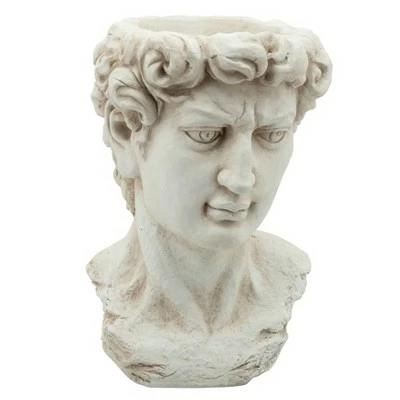 Sagebrook Home Greek God Head Resin Planter Antique White 7 Sagebrook Home Greek God Head Resin Planter Antique White - Image 5