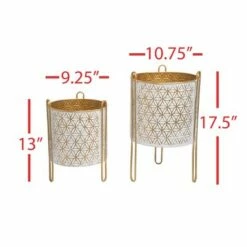 Set of 2 Modern Whitewashed Brass Metal Floor Planters - Foreside Home & Garden -Cheap Planters Store unnamed file 1650