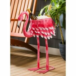 Evergreen Beautiful Springtime Brushed Metal Flamingo Shaped Drink Chiller and Planter - 26x11x31 in -Cheap Planters Store unnamed file 1663