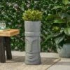 Poulan Outdoor Concrete Polynesian Decorative Planter Stone Gray - Christopher Knight Home -Cheap Planters Store unnamed file 1728