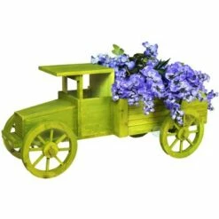 Gardenised Outdoor Old Style Wooden Car Shape Garden Planter, Kids Christmas Holiday Gift, Green -Cheap Planters Store unnamed file 1738