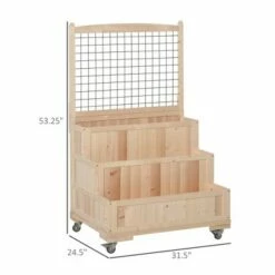 Outsunny 3-Tiers Wooden Raised Garden Bed with Wheels Trellis Back Storage Area Easy Movable for Flowers Herbs Natural 11 Outsunny 3-Tiers Wooden Raised Garden Bed with Wheels Trellis Back Storage Area Easy Movable for Flowers Herbs Natural -Cheap Planters Store unnamed file 178