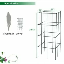 Costway 4 Pack Tomato Cages Garden Cages Stakes Plant Trellis 16'' x 16'' x 39''