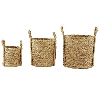 Olivia & May Set of 3 Seagrass Wicker Basket Planters with Handles Natural - Olivia & May 4 Olivia & May Set of 3 Seagrass Wicker Basket Planters with Handles Natural - Olivia & May - Image 2