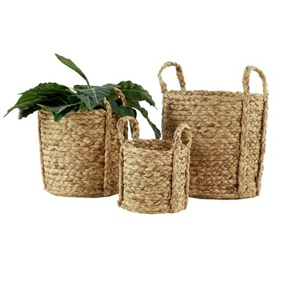 Olivia & May Set of 3 Seagrass Wicker Basket Planters with Handles Natural - Olivia & May 5 Olivia & May Set of 3 Seagrass Wicker Basket Planters with Handles Natural - Olivia & May - Image 3