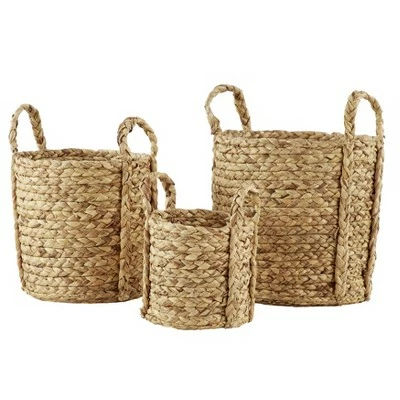 Olivia & May Set of 3 Seagrass Wicker Basket Planters with Handles Natural - Olivia & May 6 Olivia & May Set of 3 Seagrass Wicker Basket Planters with Handles Natural - Olivia & May - Image 4
