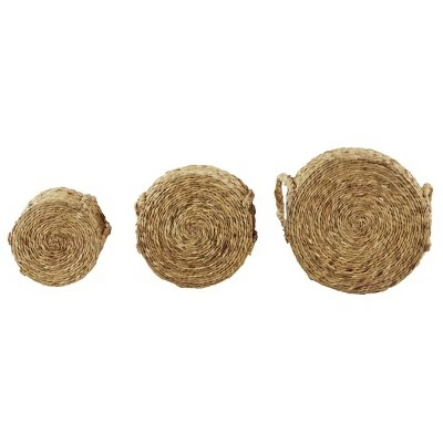 Olivia & May Set of 3 Seagrass Wicker Basket Planters with Handles Natural - Olivia & May 7 Olivia & May Set of 3 Seagrass Wicker Basket Planters with Handles Natural - Olivia & May - Image 5