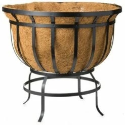 Plow & Hearth - Footed Steel Round Basket Planter with Natural Coir Liner -Cheap Planters Store unnamed file 1976